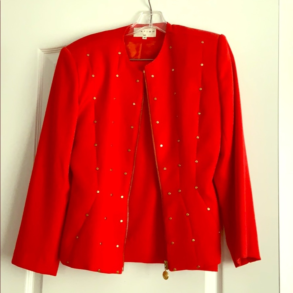 Red suit jacket